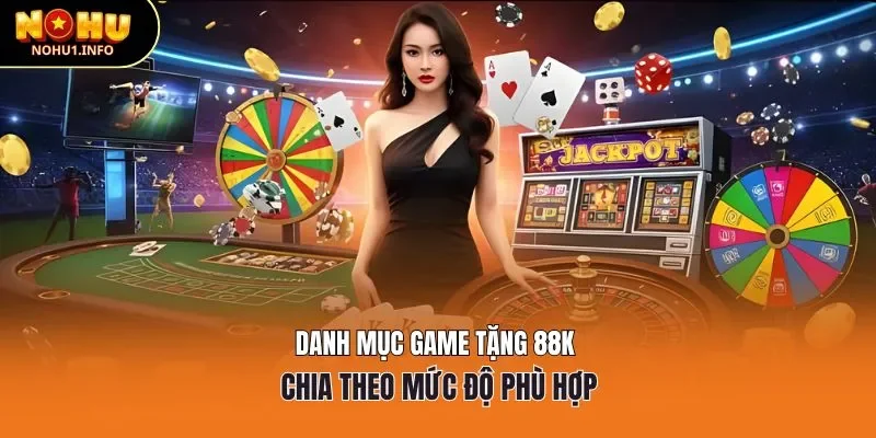 Danh mục game tặng 88k chia theo mức độ phù hợp